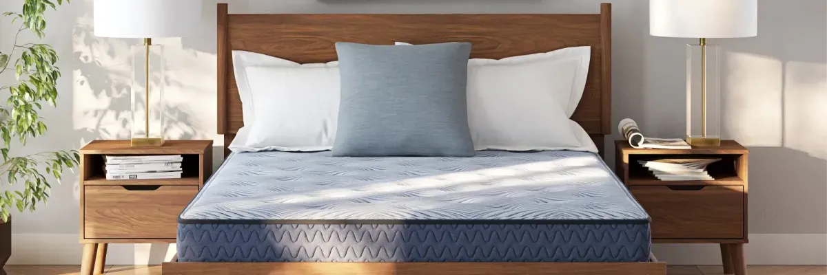 United Springs Peak 2.0 Bonnell Innerspring mattress in a modern bedroom for improved sleep quality.